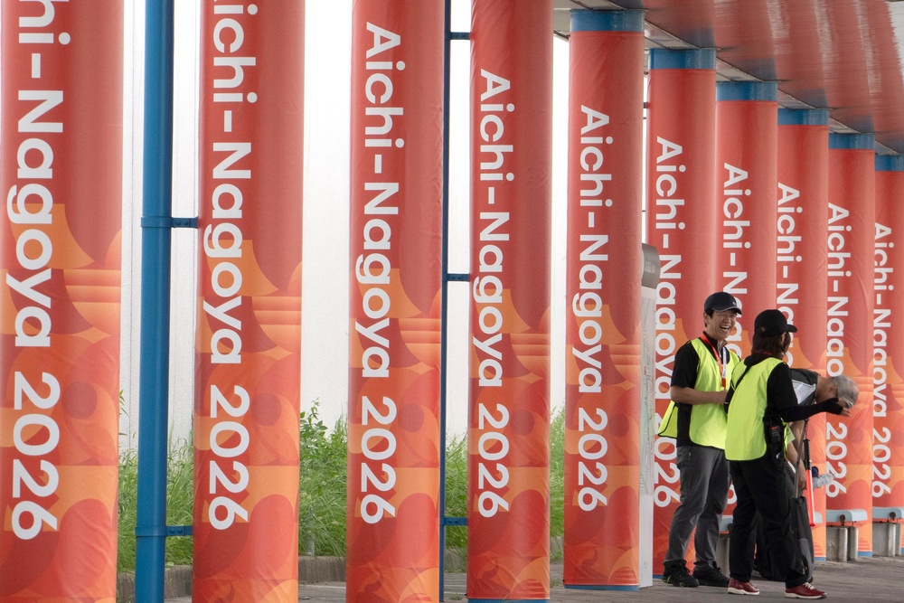 People smile at the main media center ahead of the 20th Asian Games Aichi-Nagoya on 17 September 2026 in Nagoya, Aichi, Japan (Getty)