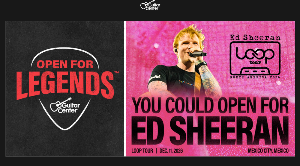 The Guitar Center contest calls on entrants to apply for the chance to open for Ed Sheeran (Guitar Center / screenshot)