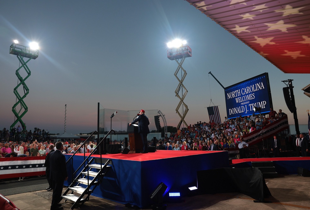 During his hour-long address in Gastonia, Trump painted North Carolina as riddled by crime and accused Democrats of being communists (Getty Images)