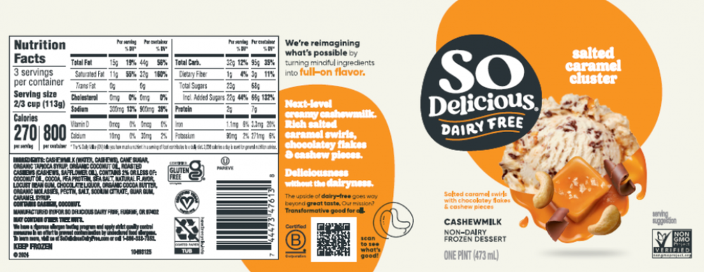 So Delicious has recalled its dairy free salted caramel cluster pints (Courtesy of the FDA)
