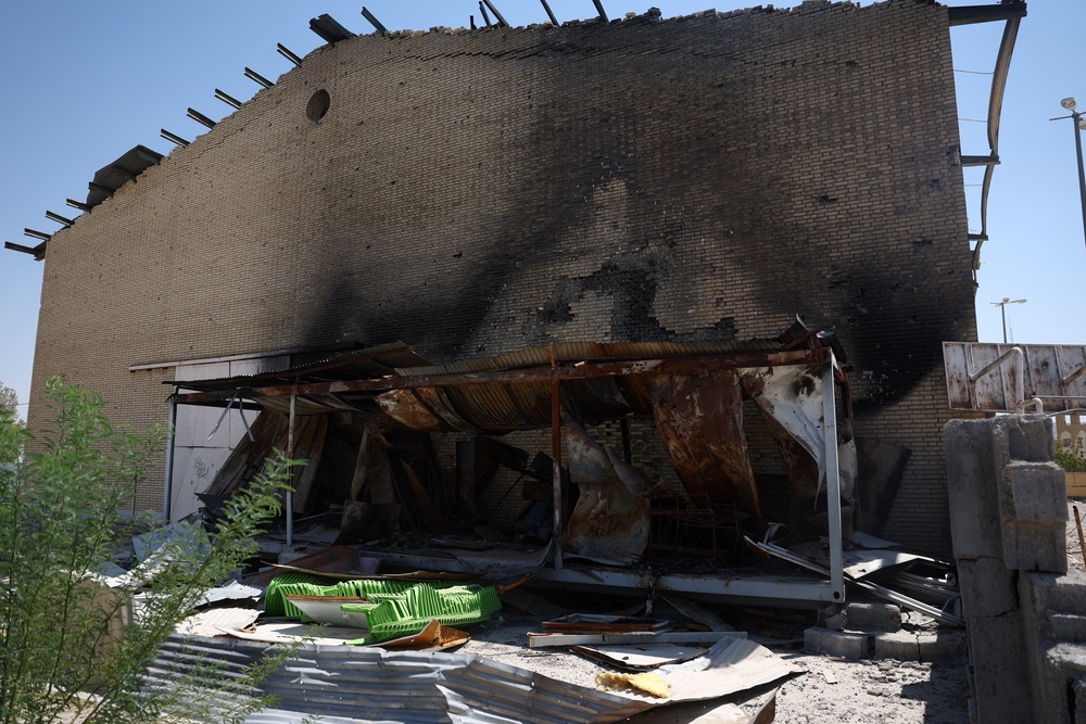 The Lamerd sports hall, which was damaged in a strike on February 28, in Lamerd, Iran (Reuters)