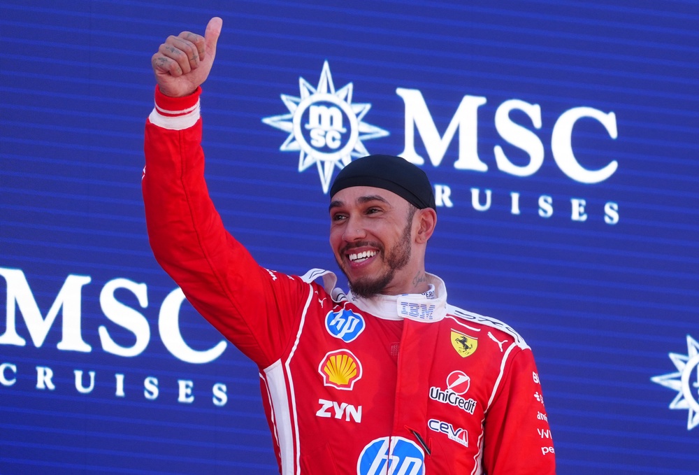 Hamilton claimed the sole victory of his Ferrari career so far in Barcelona (David Davies/PA) (PA Wire)