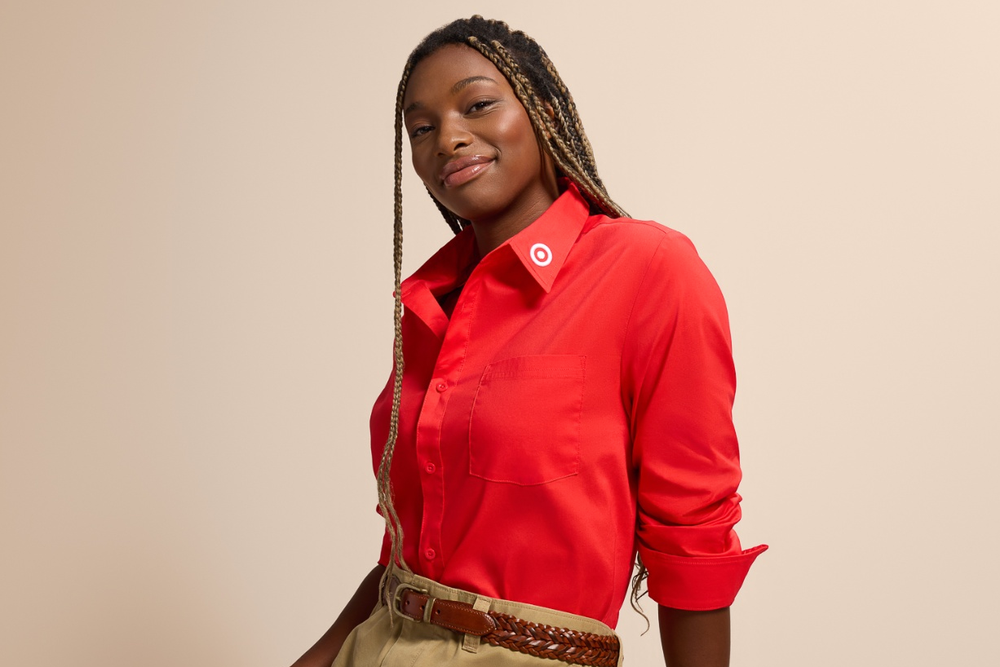 The employee apparel, called Collection186, will include logo-branded crew-neck T-shirts, polos, cardigans, blazers and vests, among other items (Target)