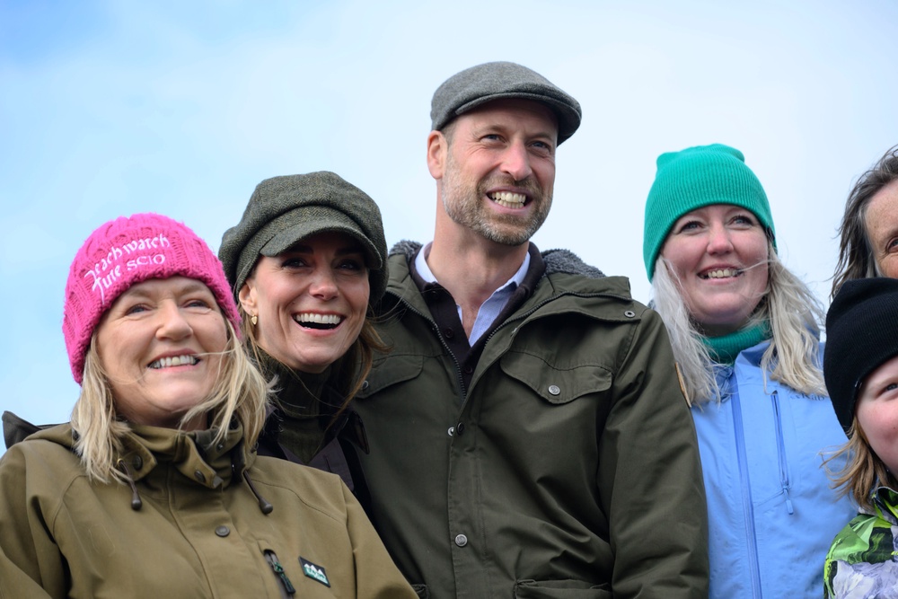 The Prince and Princess of Wales (known as Duke and Duchess of Rothesay when in Scotland) during a visit to Beachwatch Bute in Ettrick Bay (PA)