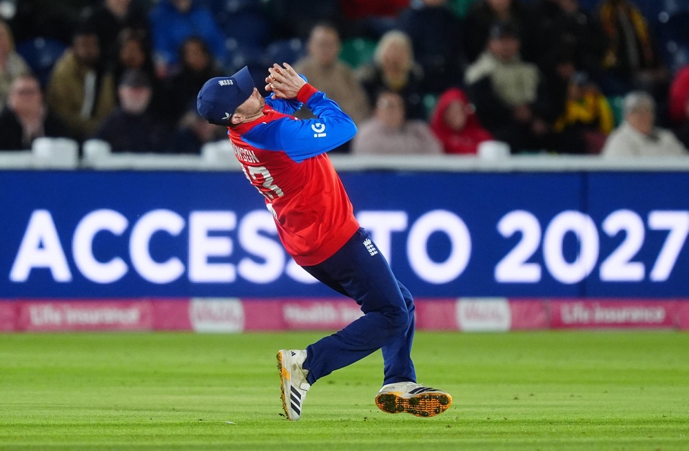 England’s Liam Dawson takes the catch of Sri Lanka’s Wanindu Hasaranga (David Davies/PA) (PA Wire)