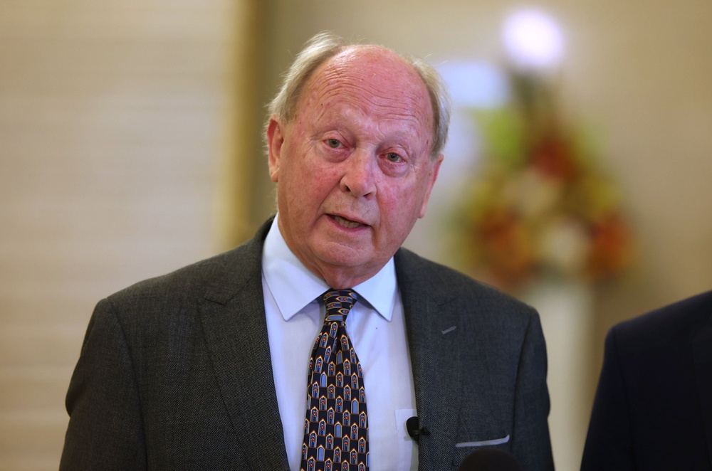 TUV leader Jim Allister speaking during a press conference in the Great Hall in Stormont, Belfast (Liam McBurney/PA) (PA Wire)
