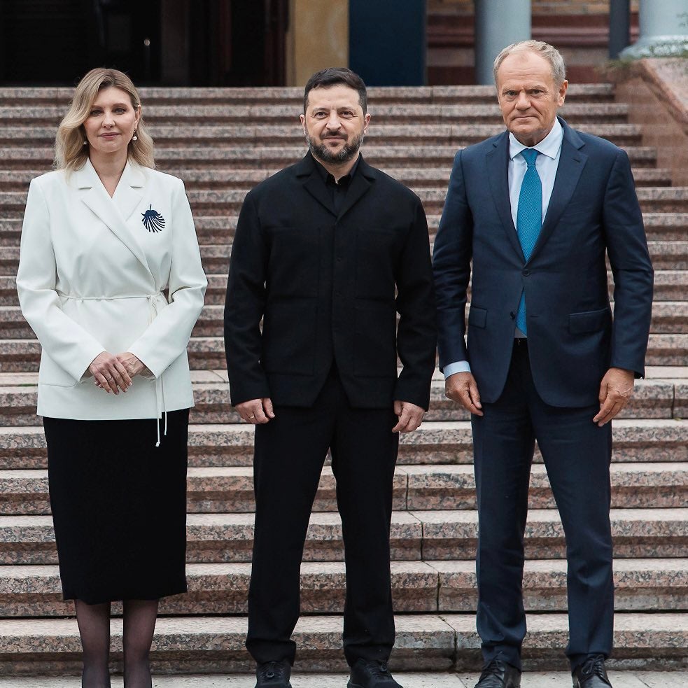 ‘We all have difficult weeks and months ahead of us,’ wrote Donald Tusk on X. ‘Today, in Ukraine, we are showing our solidarity.’ (X/DonaldTusk)