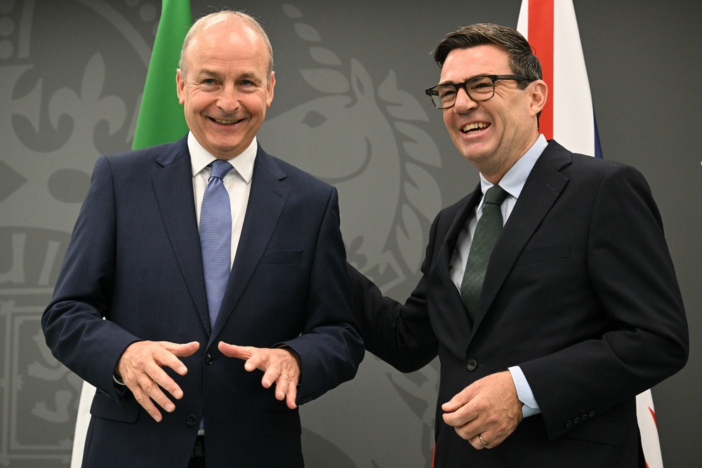 The prime minister used a meeting with his Irish counterpart Micheál Martin to push for deeper ties between the UK and the European Union on Friday (AP)