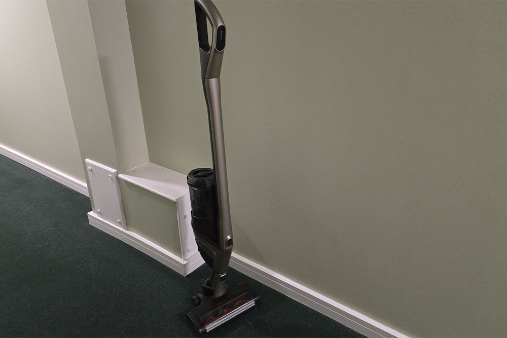 Suction didn’t dip when rolling the vacuum across rugs and laminate floors (Abha Shah/The Independent)