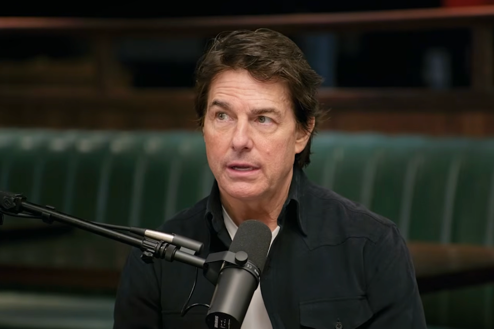 Tom Cruise appeared on the ‘New Heights’ podcast hosted by NFL star brothers Jason and Travis Kelce (Wondery/YouTube)