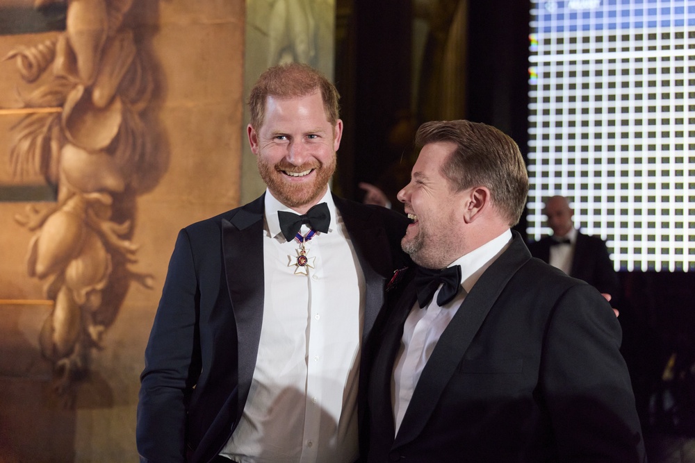 The Duke of Sussex with James Corden at the Invictus Spirit Gala Dinner & Awards 2026 at the Royal Naval College, Greenwich (David Levene/Invictus Games Foundation/PA) (PA Media)