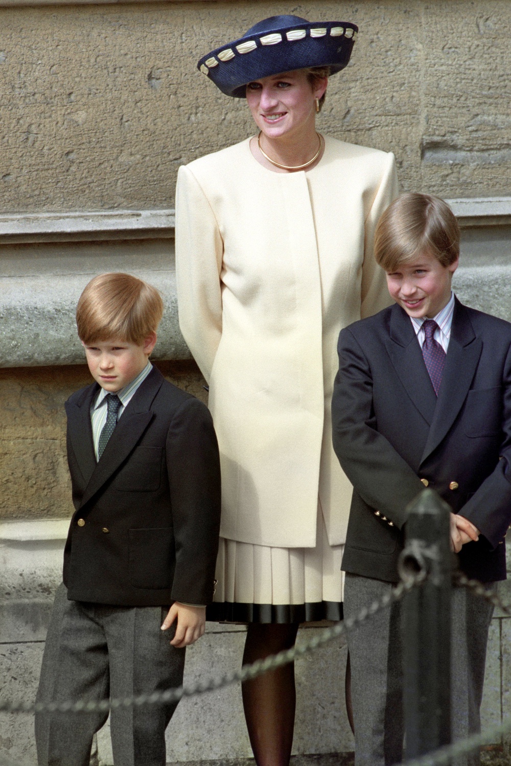 Diana, Princess of Wales with her sons, William, (right), and Harry outside St George’s Chapel in Windsor Castle in April 1992. Martin Keene/PA (PA Archive)