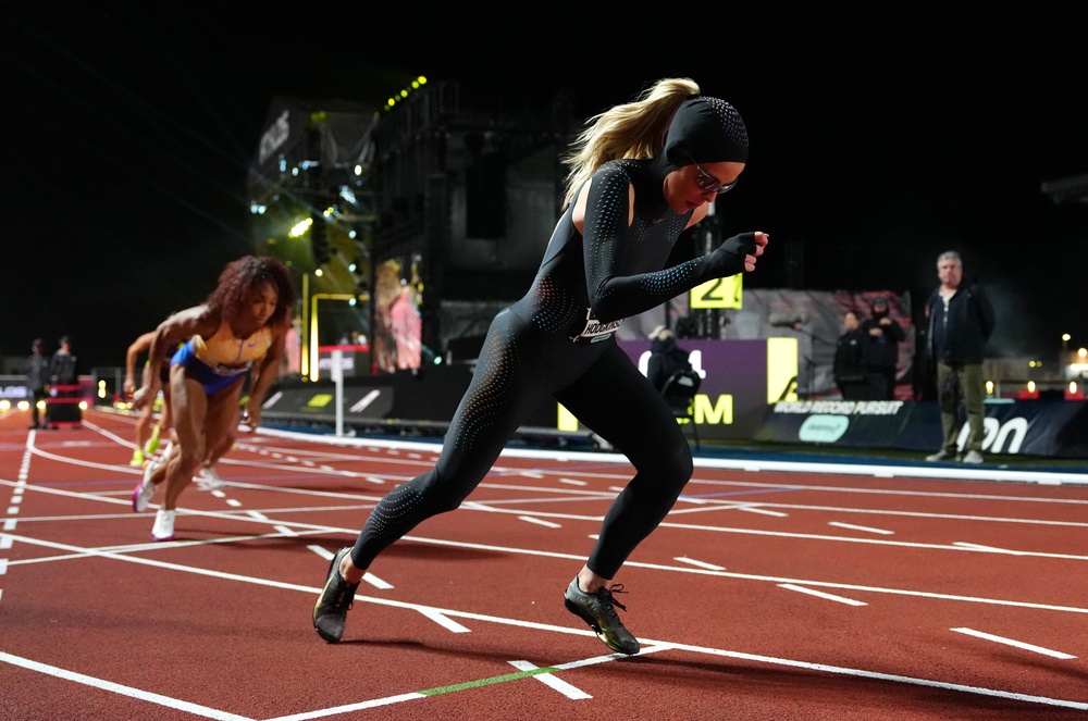 Keely Hodgkinson’s speedsuit certainly caught the eye in London (Bradley Collyer/PA) (PA Wire)