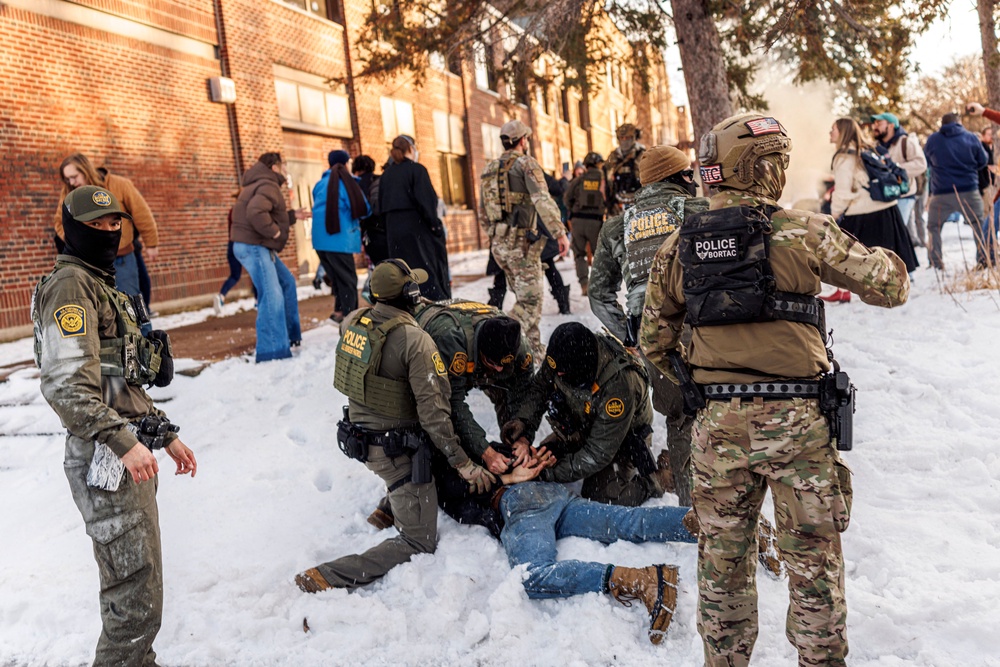 ICE stated that ‘officers are highly trained in de-escalation tactics,’ in a statement to the Associated Press (AFP via Getty Images)