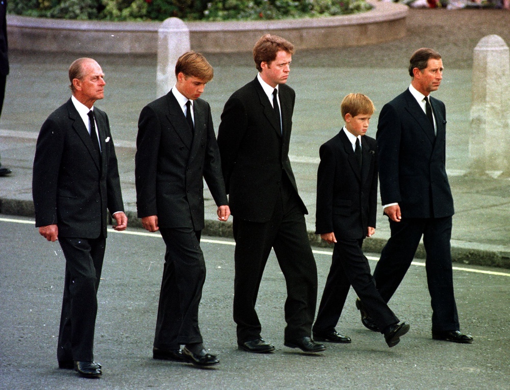 The family walk behind Diana, the Princess of Wales’ funeral cortege (PA) (PA Archive)