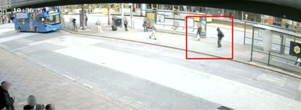 Lillia at Manchester Piccadilly bus station at 10.36am on 14 September (PA)