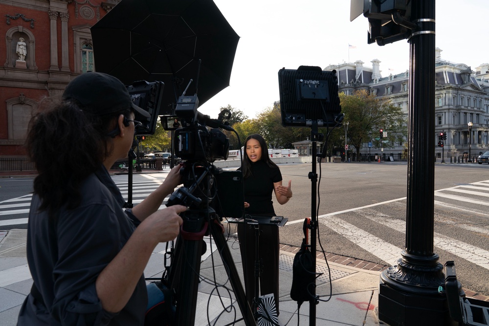 MS NOW White House reporter Akayla Gardner reporting near the White House complex after being denied entry (AP)