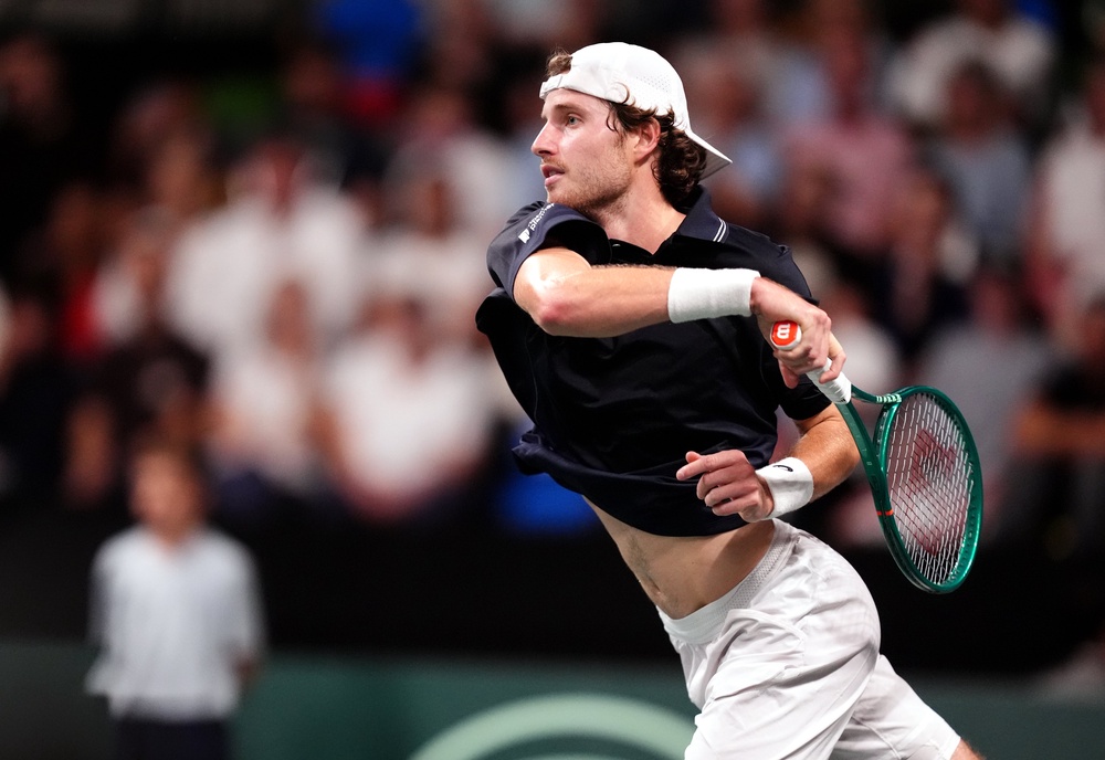 Toby Samuel strikes a forehand (John Walton/PA)