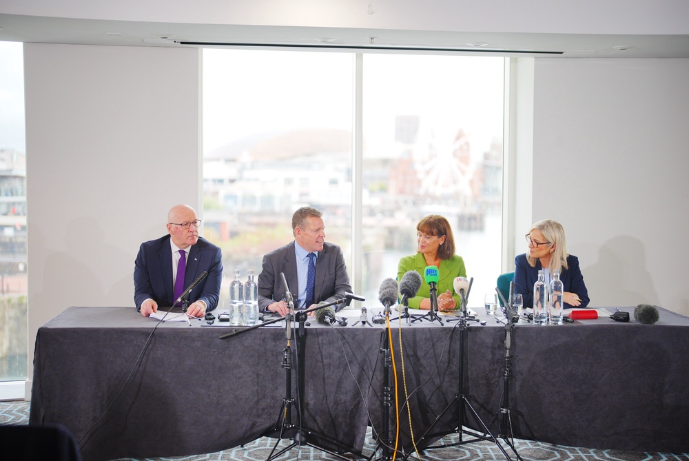 (left to right) John Swinney, Rhun ap Iorwerth, Mary Lou McDonald and Michelle O’Neill during a meeting at Voco St David’s Cardiff (Ben Birchall/PA) (PA Wire)