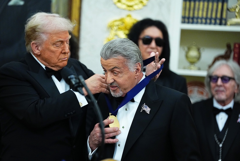 In December last year, Trump awarded Stallone with a Kennedy Center Honor (Getty)