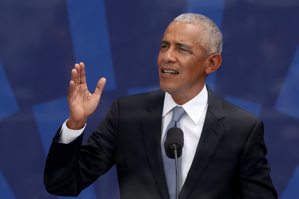 Former President Barack Obama, seen here in Chicago on June 18, 2026, wonders what would have happened if he’d banned news outlets from the White House like President Donald Trump has (Getty)