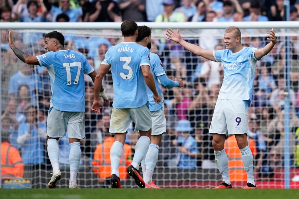 Erling Haaland finally got his goal late on (AP)