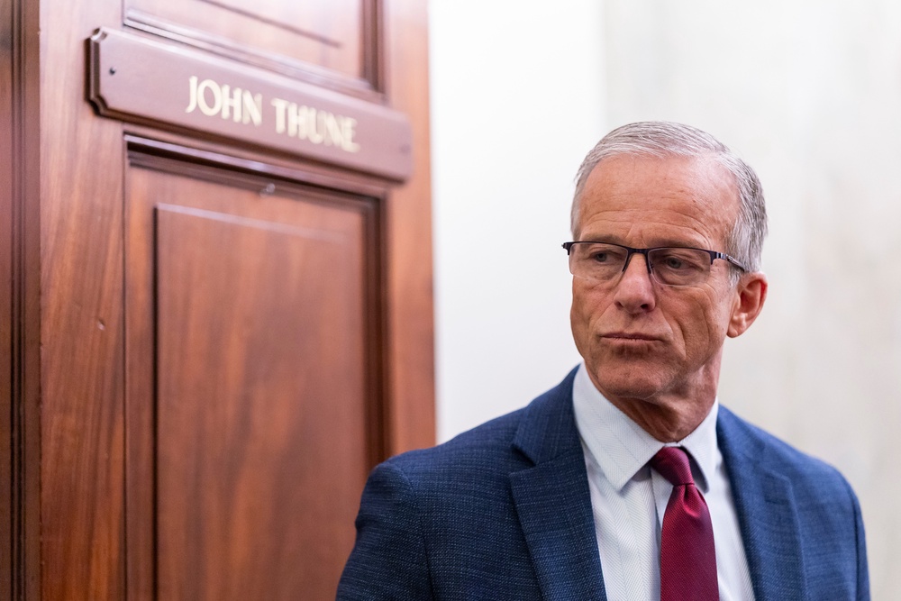 This year Trump has found himself increasingly at odds with John Thune, the GOP Senate leader (Getty)