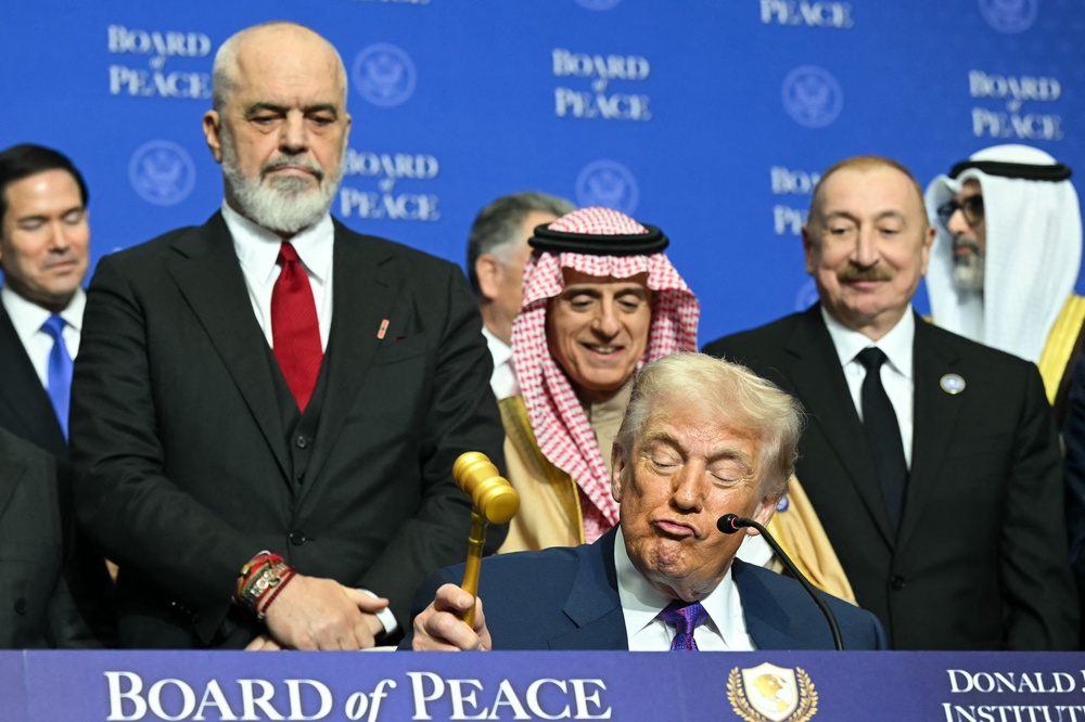 Trump during the inaugural meeting of the 