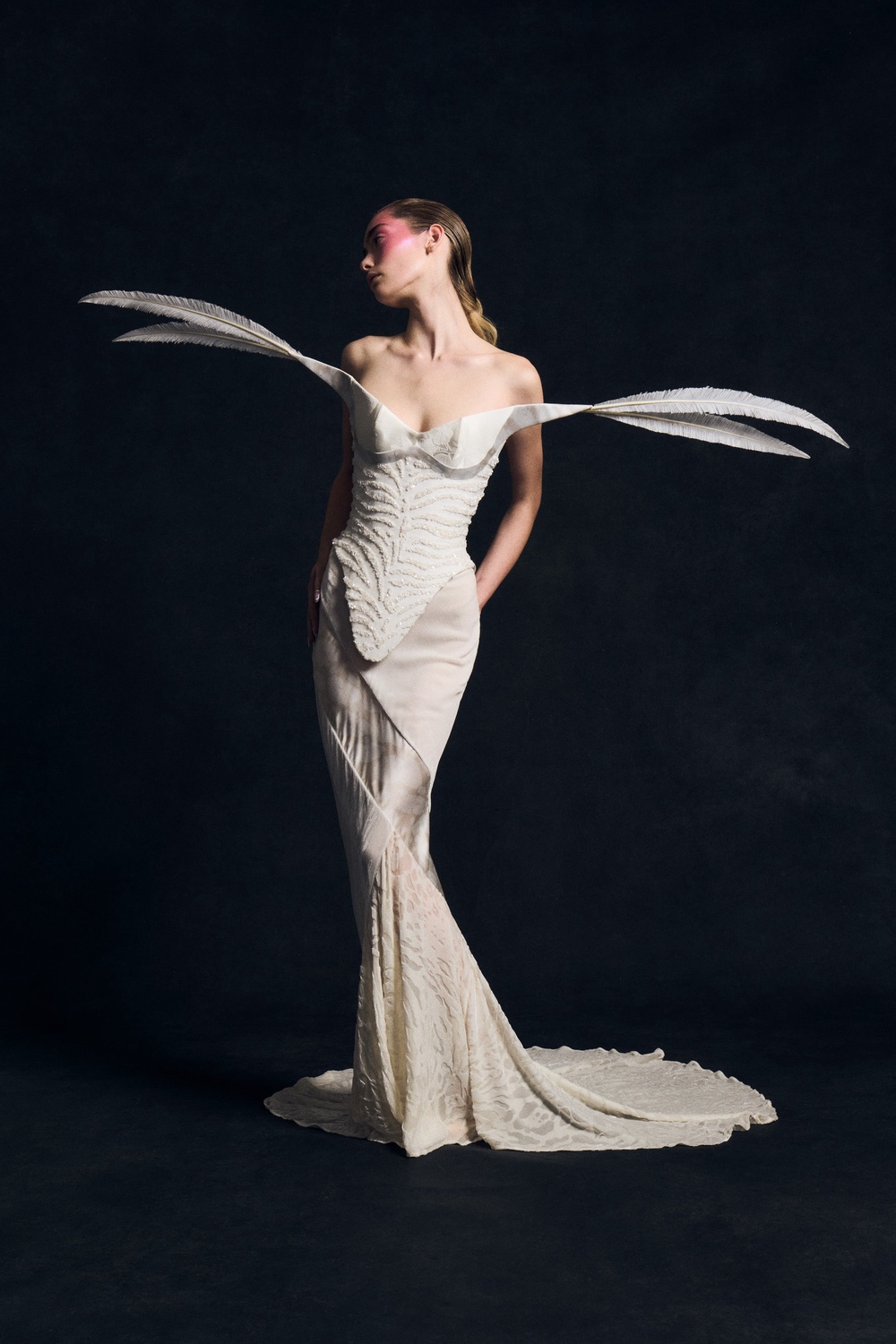 Harris Reed often references lingerie in his melodramatic silhouettes (Harris Reed)