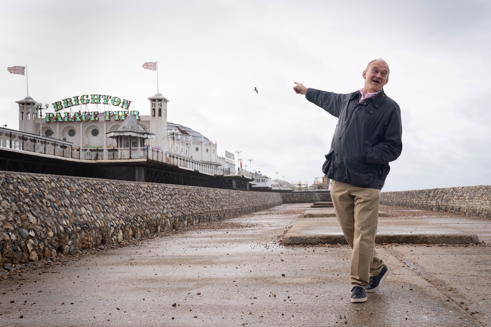 Liberal Democrats leader Sir Ed Davey at Brighton Palace Pier as he arrives for party conference in Brighton (PA) (PA Wire)