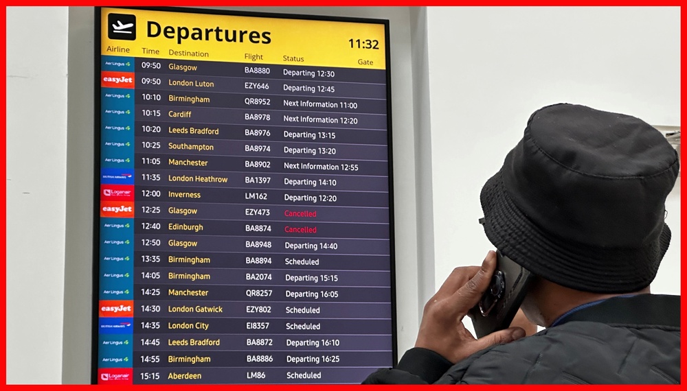 Airports in Edinburgh, Belfast and Manchester were registering delayed flights, and Luton Airport said domestic flights had been disrupted (PA)