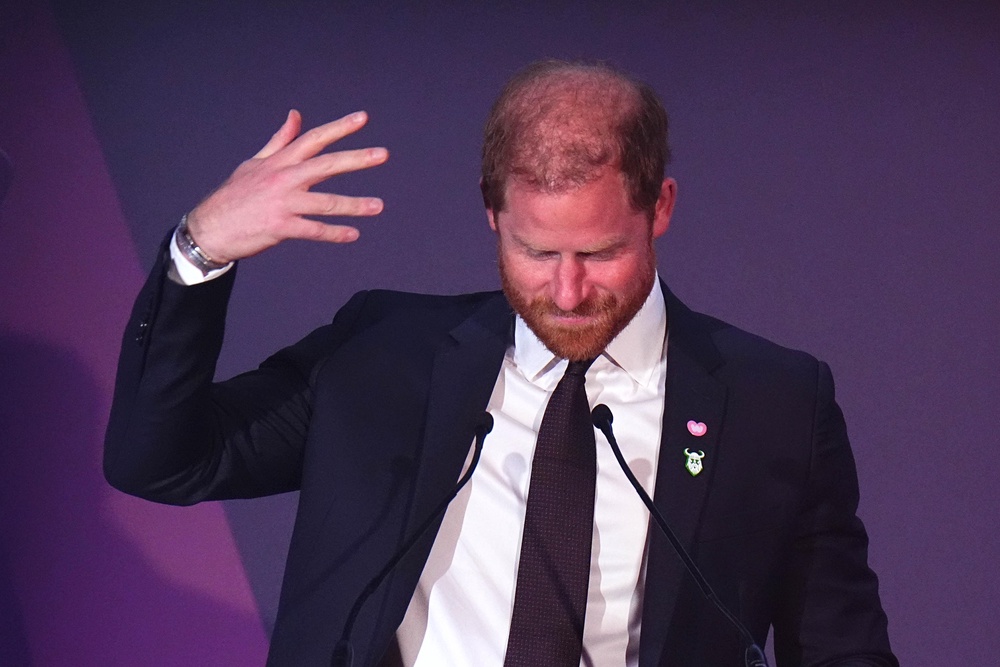 Harry fought back tears during a speech at the conclusion of the ceremony (Aaron Chown/PA)