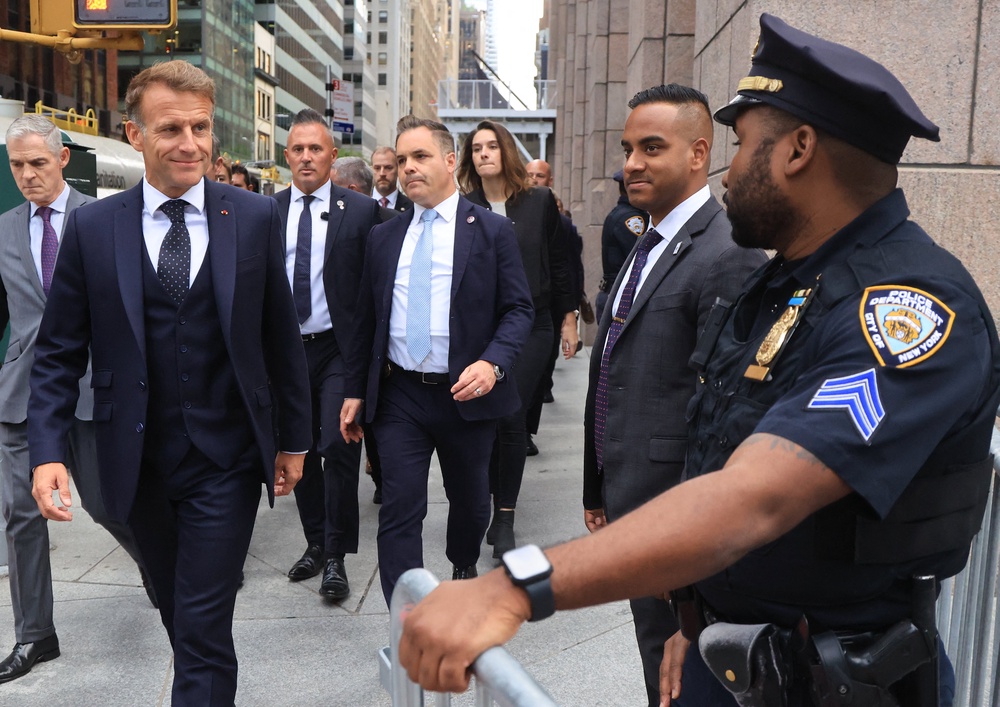 French President Emmanuel Macron arrives at Trump Tower in New York City on September 21, 2026, ahead of a meeting with US President Donald Trump (AFP/Getty)