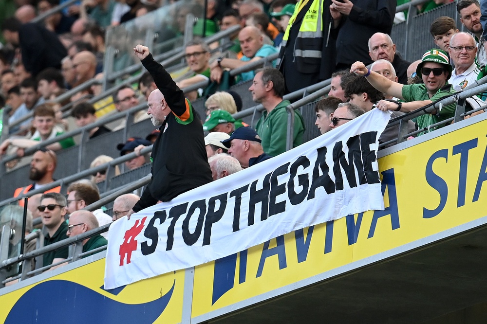 The ‘Stop the Game’ campaign has grown since Ireland were drawn with Israel in February (Getty)