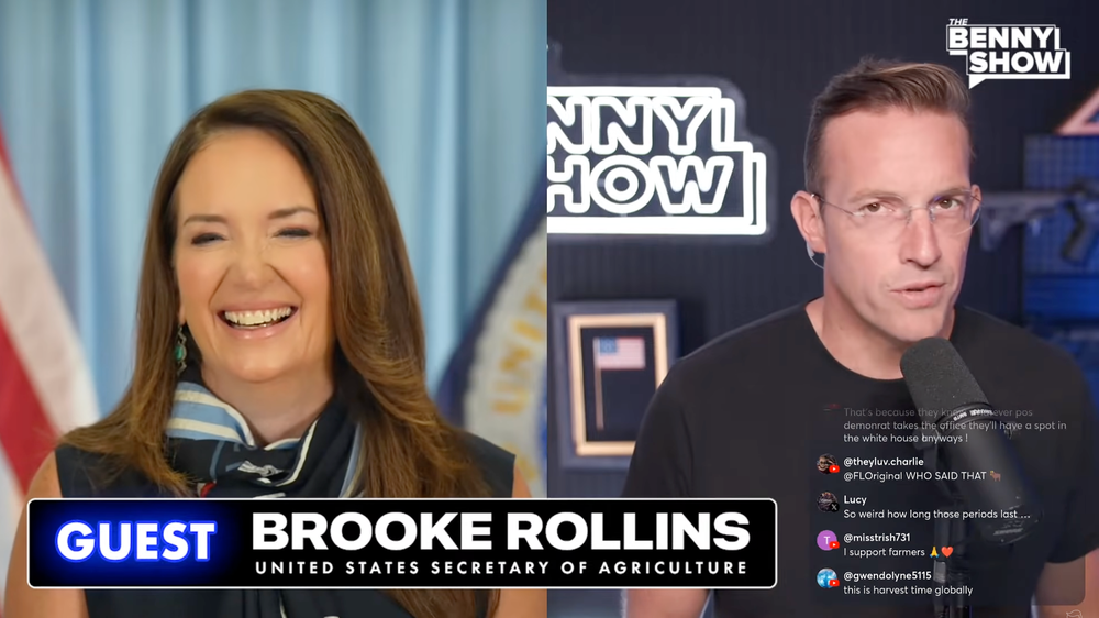 'We have more people eating beef than ever before, but if it is too expensive...you can eat chicken, pork, salmon, eggs,' Rollins said (Benny Johnson, YouTube)
