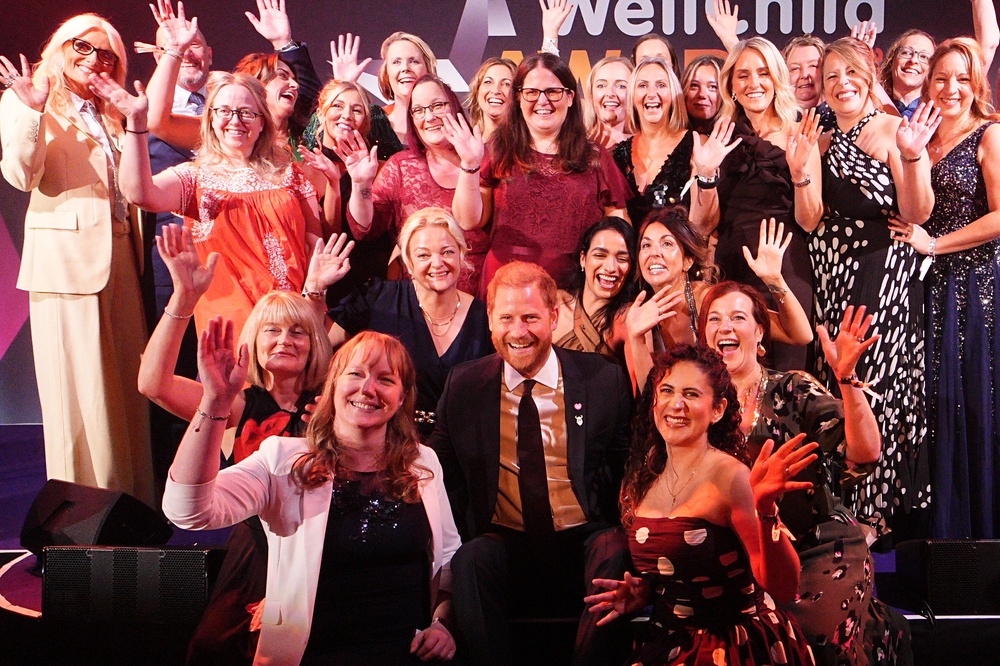 Harry with the WellChild nurses during the award ceremony (Aaron Chown/PA) (PA Wire)