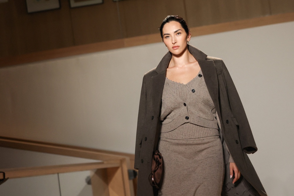 A model on the catwalk at M&S’s London Fashion Week show (Reuters)