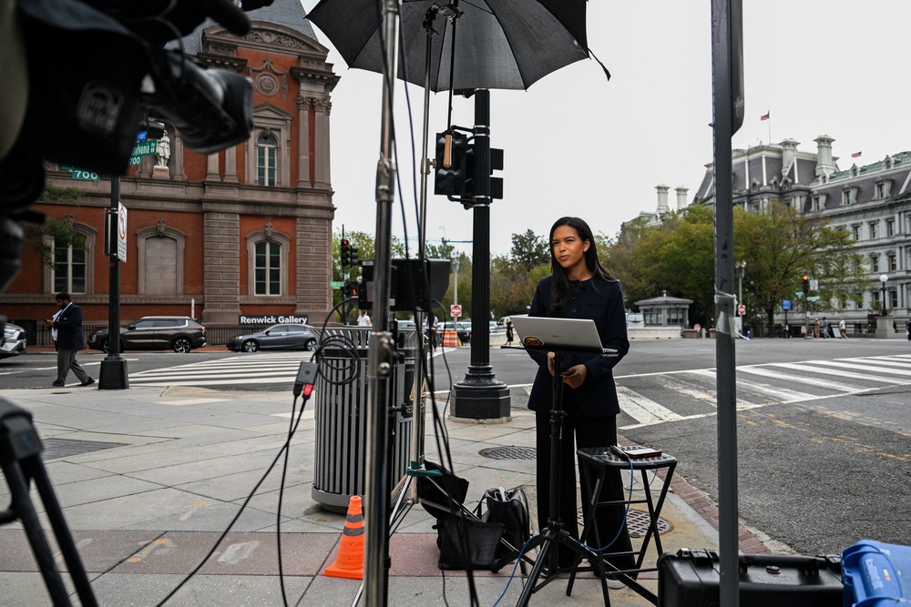 Several journalists from CNN, MS NOW and POLITICO, including Akayla Gardner (pictured), had their access to the White House revoked on Saturday morning (Reuters)