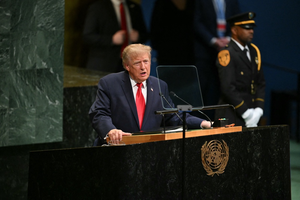 US President Donald Trump addresses the 81st United Nations General Assembly at United Nations headquarters in New York on September 22, 2026. (AFP/Getty)