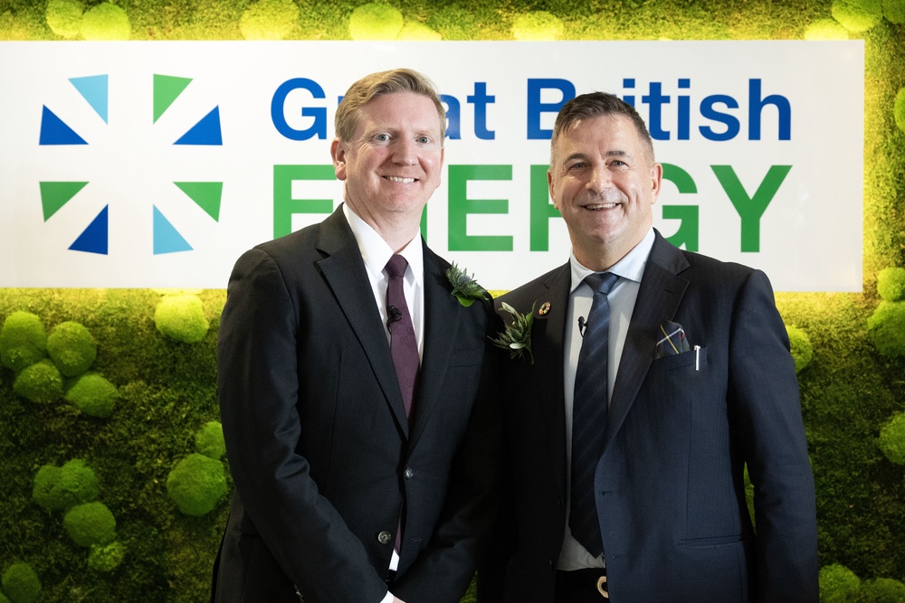 Dan McGrail, chief executive of Great British Energy, and its chairman Juergen Maier led the King on a tour of the new offices (Lesley Martin/PA) (PA Wire)