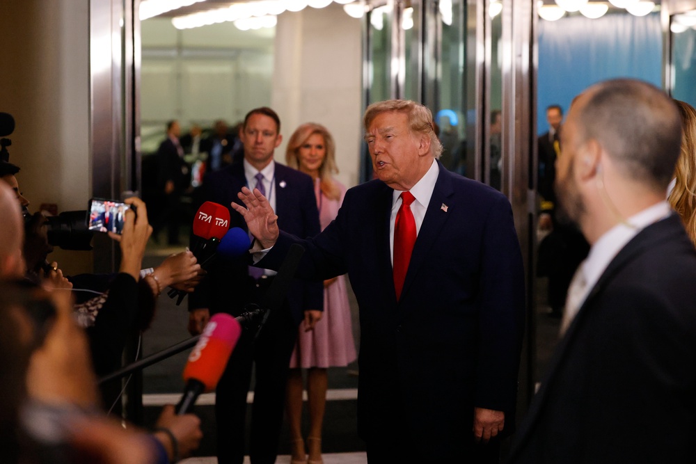 United States President Donald Trump speaks to the media as he arrives for the 81st session of the United Nations General Assembly at United Nations headquarters, Tuesday, Sept. 22, 2026 (AP)