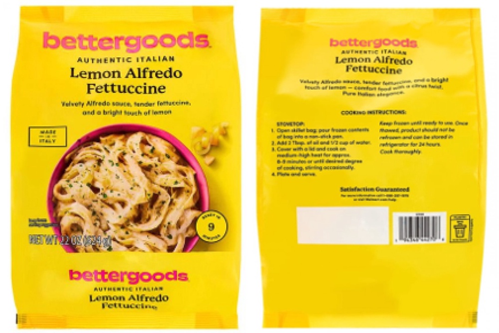 Two lots of bettergoods Lemon Alfredo Fettuccine have been recalled (FDA)