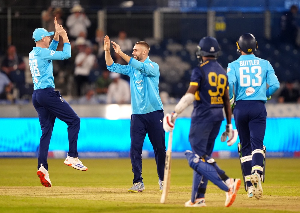 England’s Harry Brook and Will Jacks celebrate (Owen Humphreys/PA) (PA Wire)