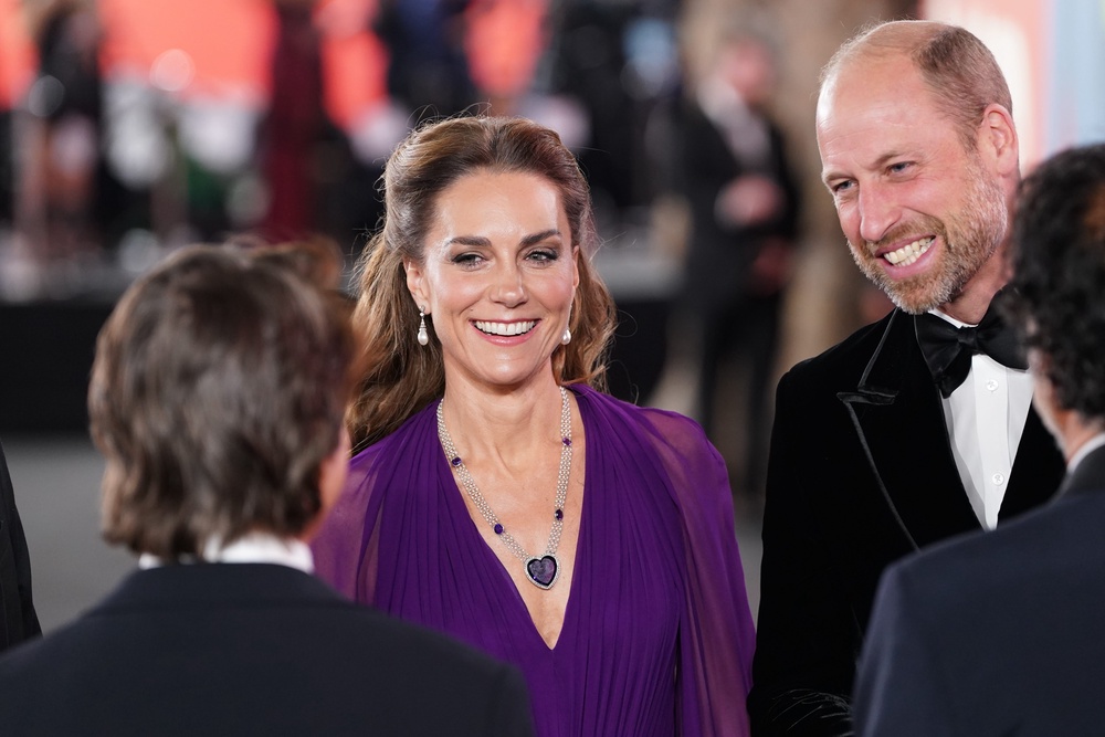 The Prince and Princess of Wales greet Tom Cruise at the Royal Film Performance of Digger, at the Odeon Luxe in Leicester Square, central London (Ian West/PA) (PA Wire)