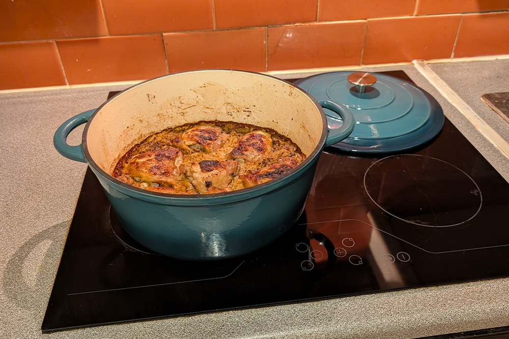 I was able to cook a one-pot chicken and rice without anything sticking (Maria Mellor/The Independent)