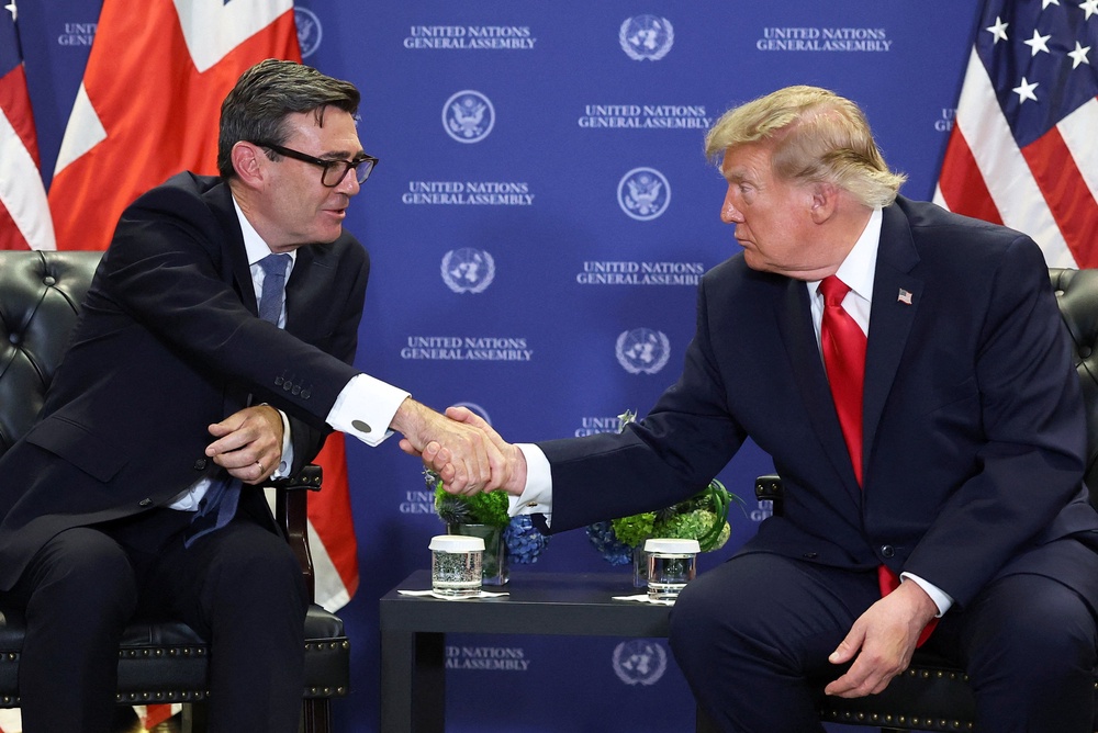 Prime Minister Andy Burnham met US President Donald Trump for their first face-to-face talks at the UN in New York (Toby Melville/PA) (PA Wire)