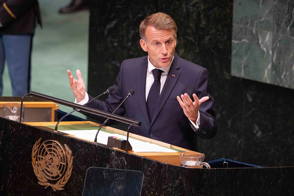 Emmanuel Macron addresses the General Debate of the 81st session of the United Nations General Assembly (Zuma Press)