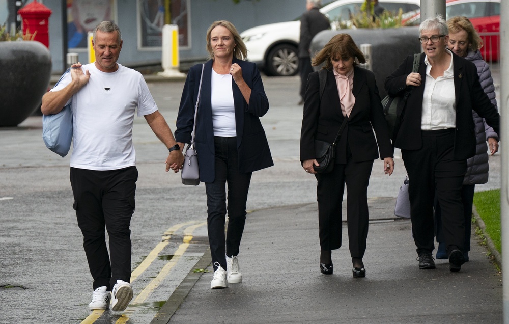 Sandie Peggie arrived at the hearing on Wednesday with her husband Darren and her legal team (Iain Masterton/PA) (PA Wire)