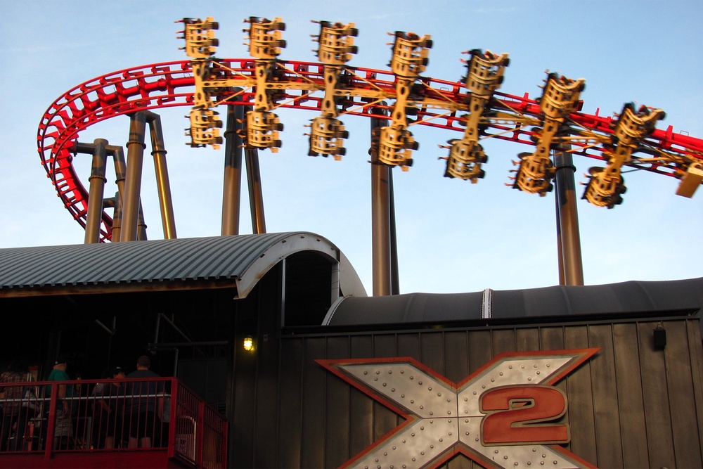 Magic Mountain President Brian Oerding said Tuesday that X2 ‘consistently passed a multitude of safety tests’ but the park decided to close the ride ‘because we believe it’s the right thing to do’ (Jeremy Thompson/Wiki Commons)