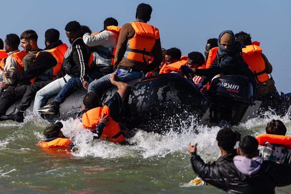 Anti migrant protesters have been following small boats (AFP/Getty)